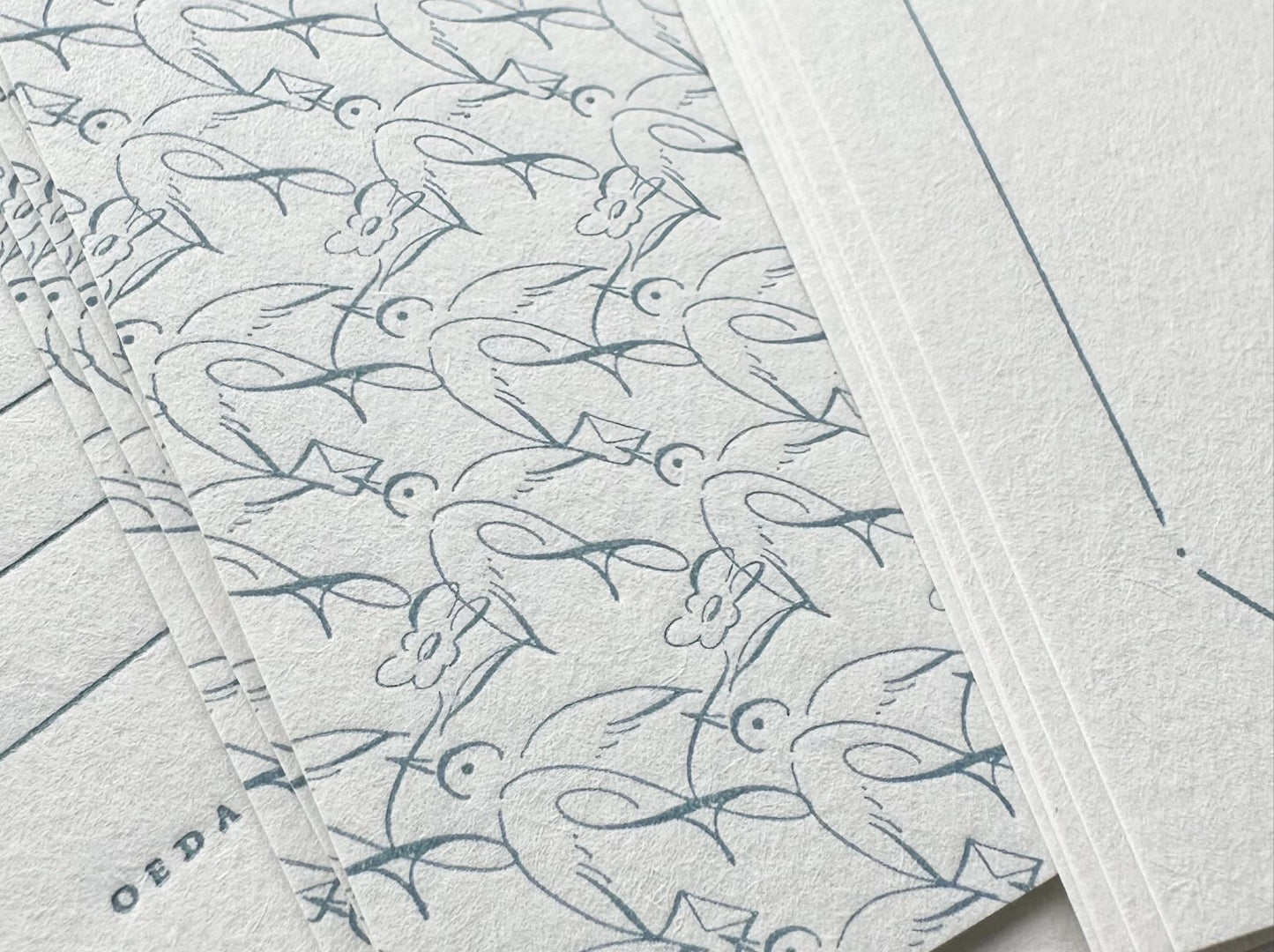 6 BIRDS DESIGN CARD BOX [Pale blue / Bronze]