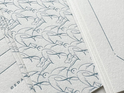 6 BIRDS DESIGN CARD BOX [Pale blue / Bronze]