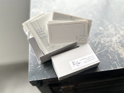 6 BIRDS DESIGN CARD BOX [Pale blue / Bronze]