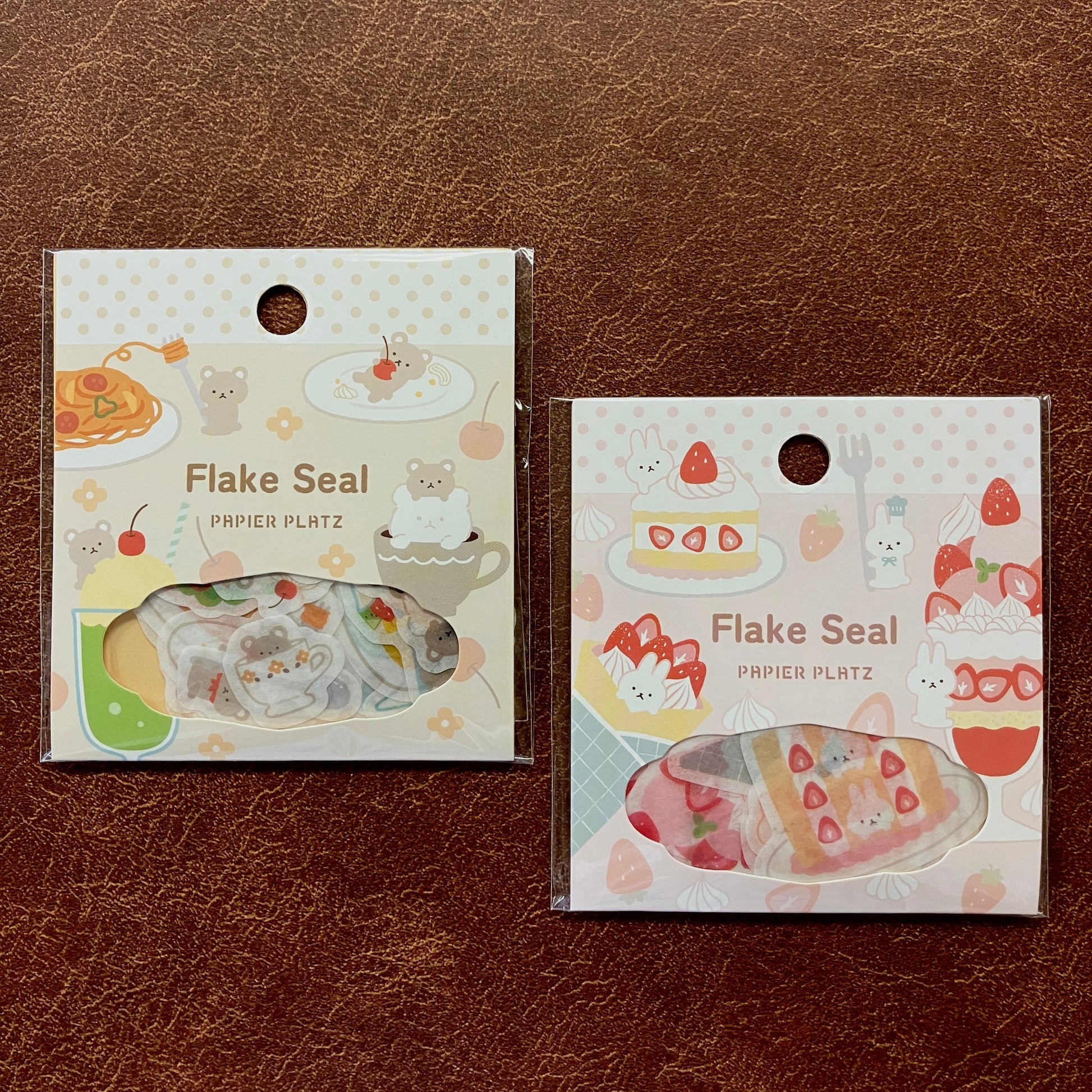 Bunny Strawberry Sweets / Bear Pasta, Waffles, Dessert Gold Foil Flake Sticker