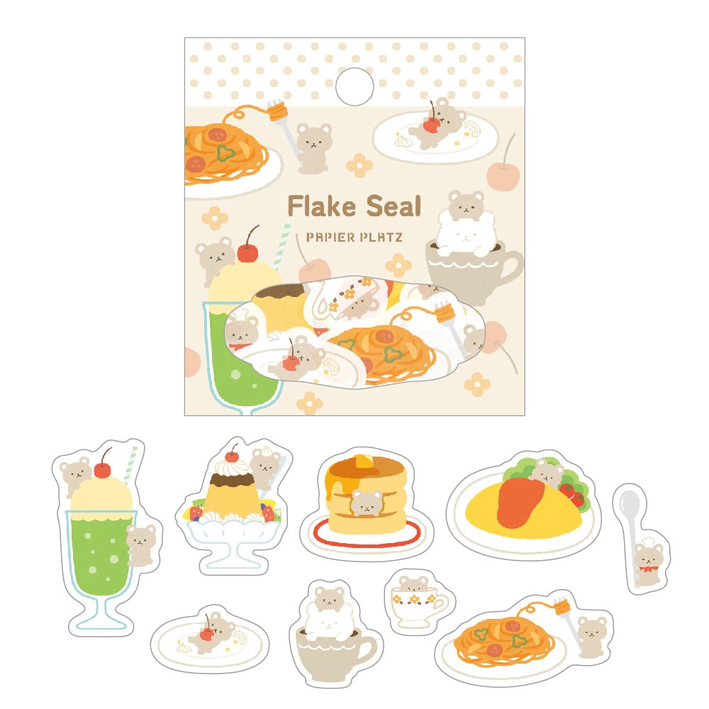 Bear Pasta, Waffles, Dessert Gold Foil Flake Sticker