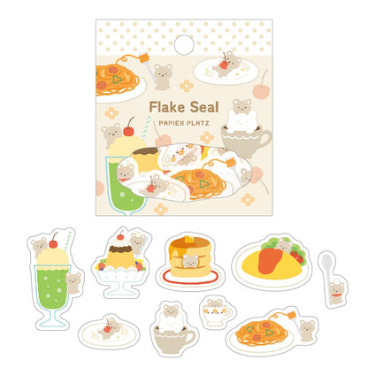 Bear Pasta, Waffles, Dessert Gold Foil Flake Sticker