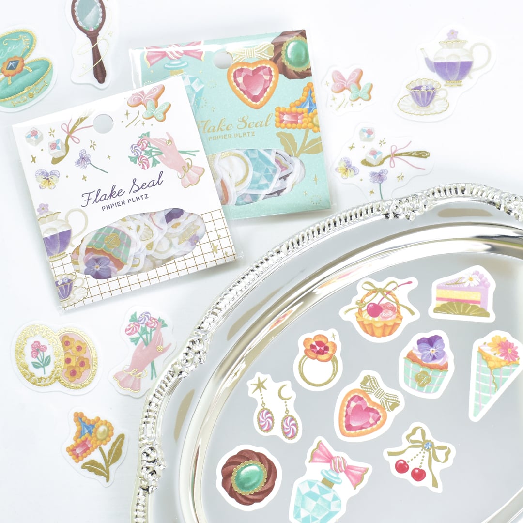 Gold Foil Flake Sticker Series designed by  A・La・Cal-do - Fleur et Sweets - Le Jardin / Jewelry