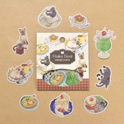 Flake Sticker Series designed by Natsunoka - Cats & Japanese Sweets / Cat Café