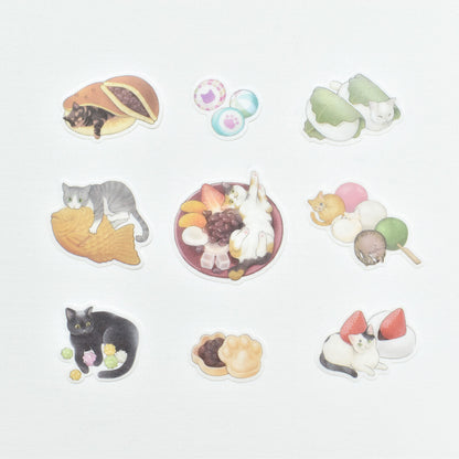 Flake Sticker Series designed by Natsunoka - Cats & Japanese Sweets / Cat Café