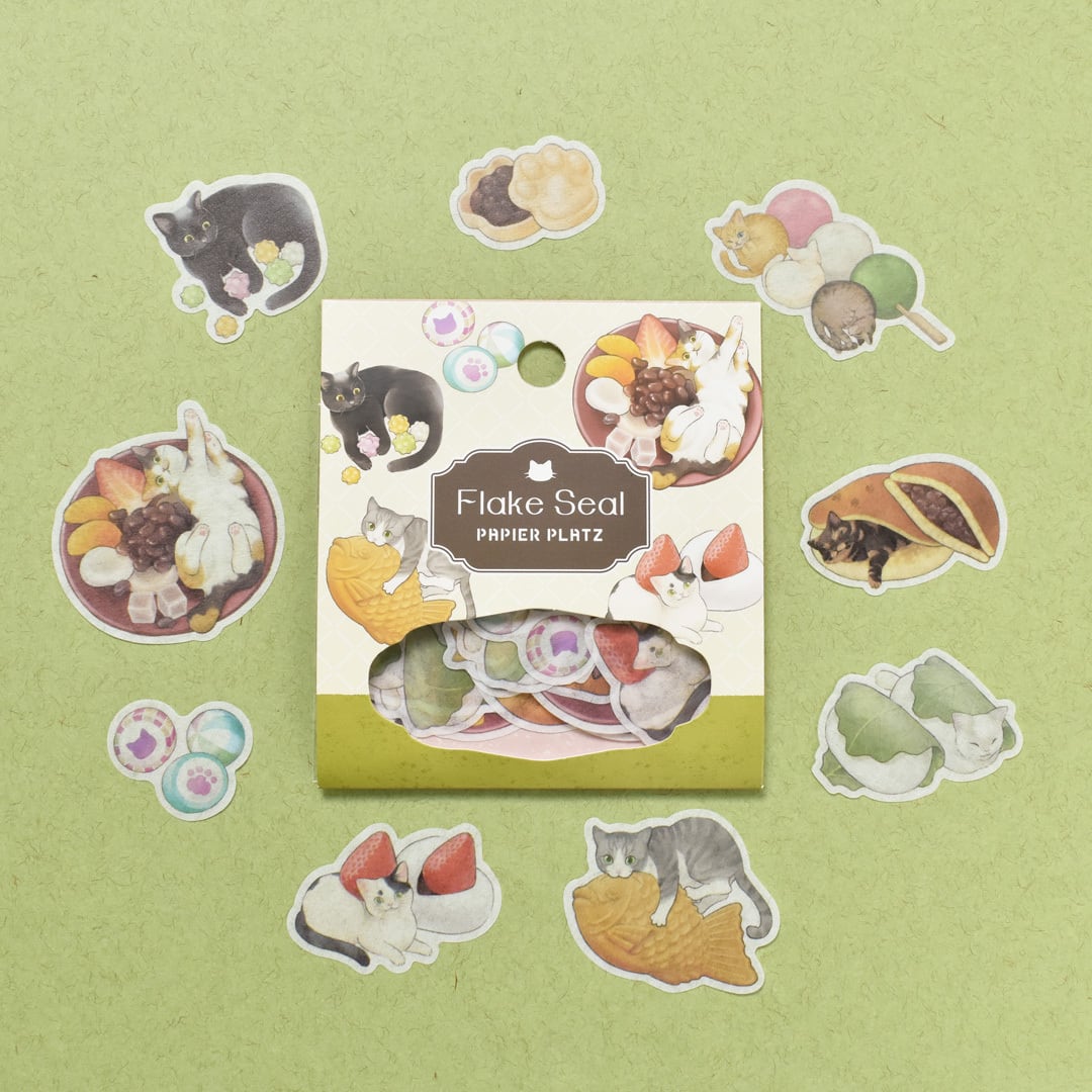 Flake Sticker Series designed by Natsunoka - Cats & Japanese Sweets / Cat Café