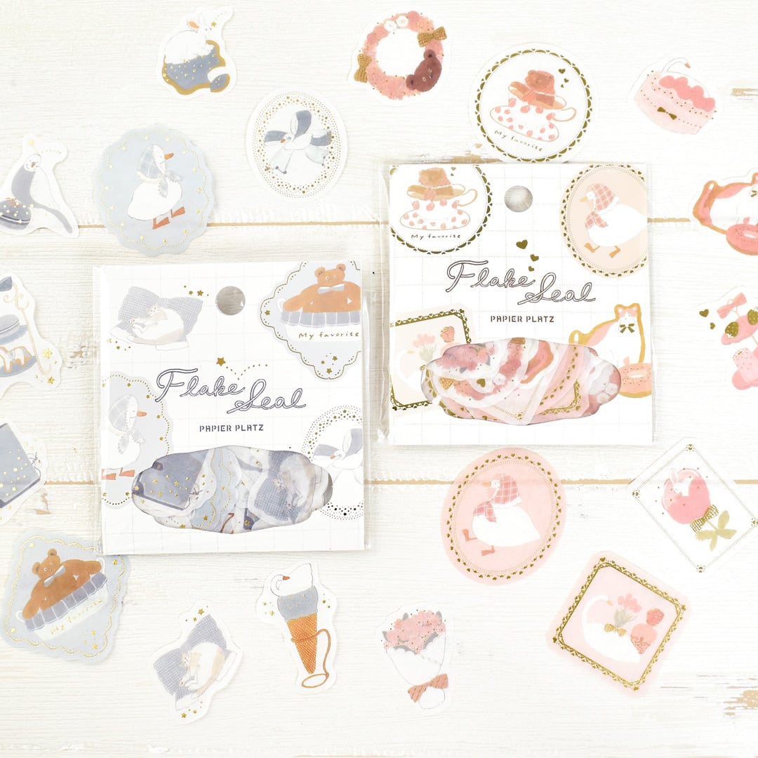 Gold Foil Flake Sticker Series designed by Tobimatsu Shoichiro - Blue Favorite / Pink Favorite