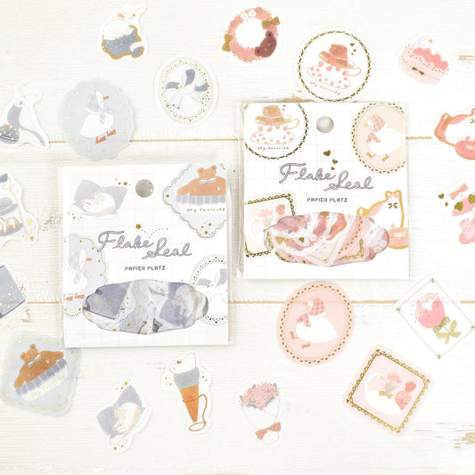 Gold Foil Flake Sticker Series designed by Tobimatsu Shoichiro - Blue Favorite / Pink Favorite