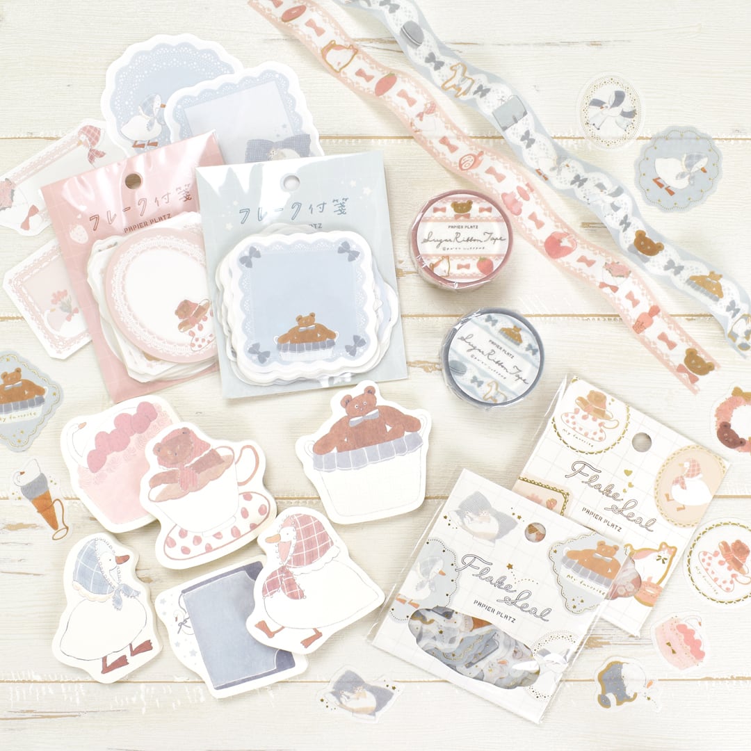 Gold Foil Flake Sticker Series designed by Tobimatsu Shoichiro - Blue Favorite / Pink Favorite
