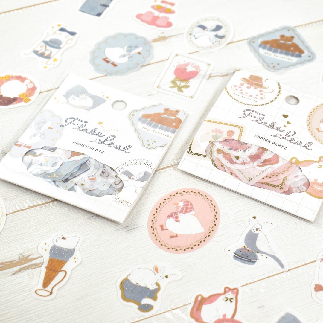 Gold Foil Flake Sticker Series designed by Tobimatsu Shoichiro - Blue Favorite / Pink Favorite