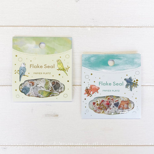 Gold Foil Flake Sticker Series designed by Milina - Love Bird / Goldfish