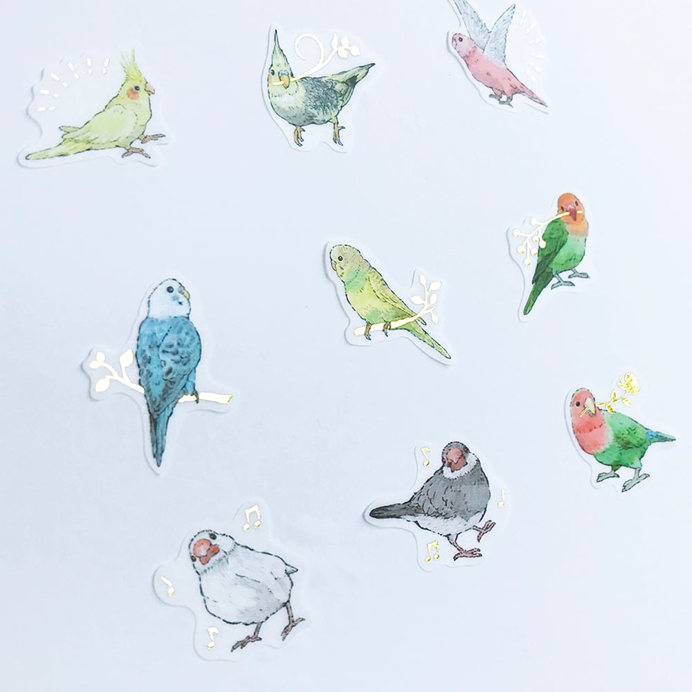 Gold Foil Flake Sticker Series designed by Milina - Love Bird / Goldfish