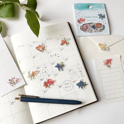 Gold Foil Flake Sticker Series designed by Milina - Love Bird / Goldfish
