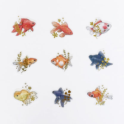 Gold Foil Flake Sticker Series designed by Milina - Love Bird / Goldfish