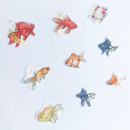 Gold Foil Flake Sticker Series designed by Milina - Love Bird / Goldfish