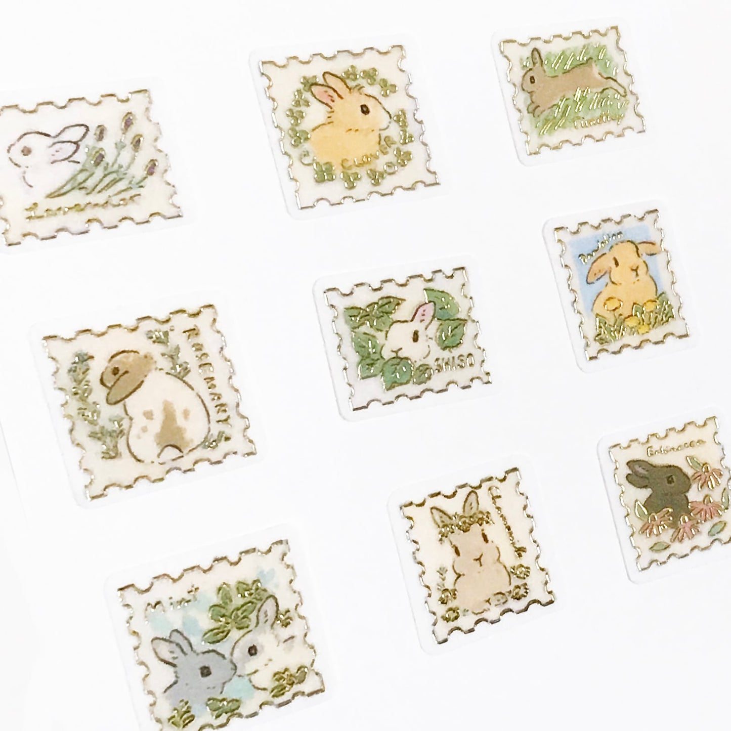 Gold Foil Flake Sticker Series designed by Schinako Moriyama - Rabbit Stamp