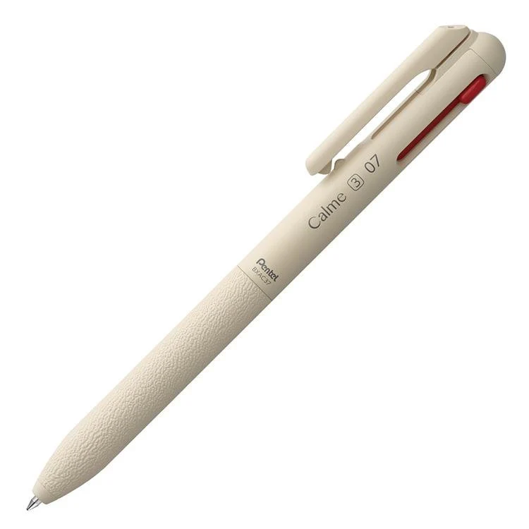 Pentel - Calme Soundless Series 0.5mm / 0.7mm 3 Color Ballpoint Pen co-branded with Miyake Design - Beige