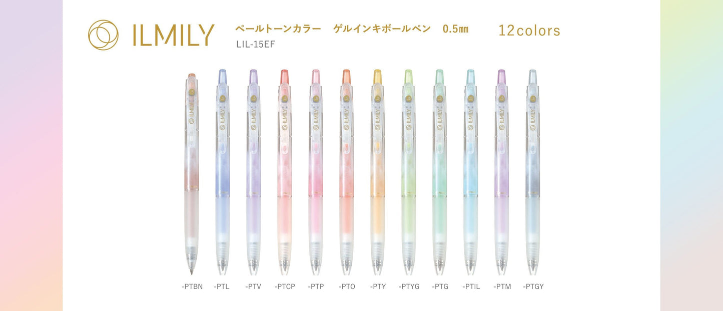 Pilot - Ilmily 0.5mm Gel Pen LIL-15EF 12 Colors - PTBN, PTL, PTV, PTCB, PTP, PTO, PTY, PTYG, PTG, PTIL, PTM, PTGY