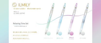 Pilot - Ilmily 0.5mm Gel Pen LIL-60EF-4CPTRT - Relaxing Time Pale Tone Colors Set - Pale Tone Green (PTG), Pale Tone Ice Blue (PTIL), Pale Tone Magenta (PTM), and Pale Tone Gray (PTGY)