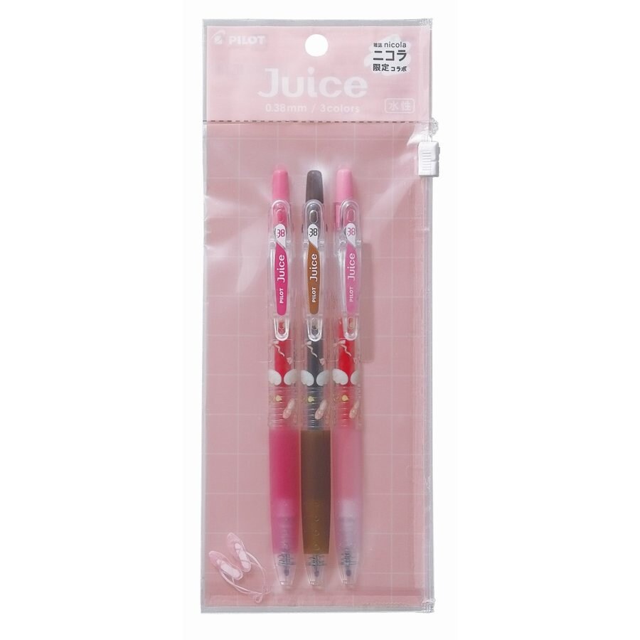 Pilot - Juice x Nicola 0.38mm Gel Pen Set - Pink Bown