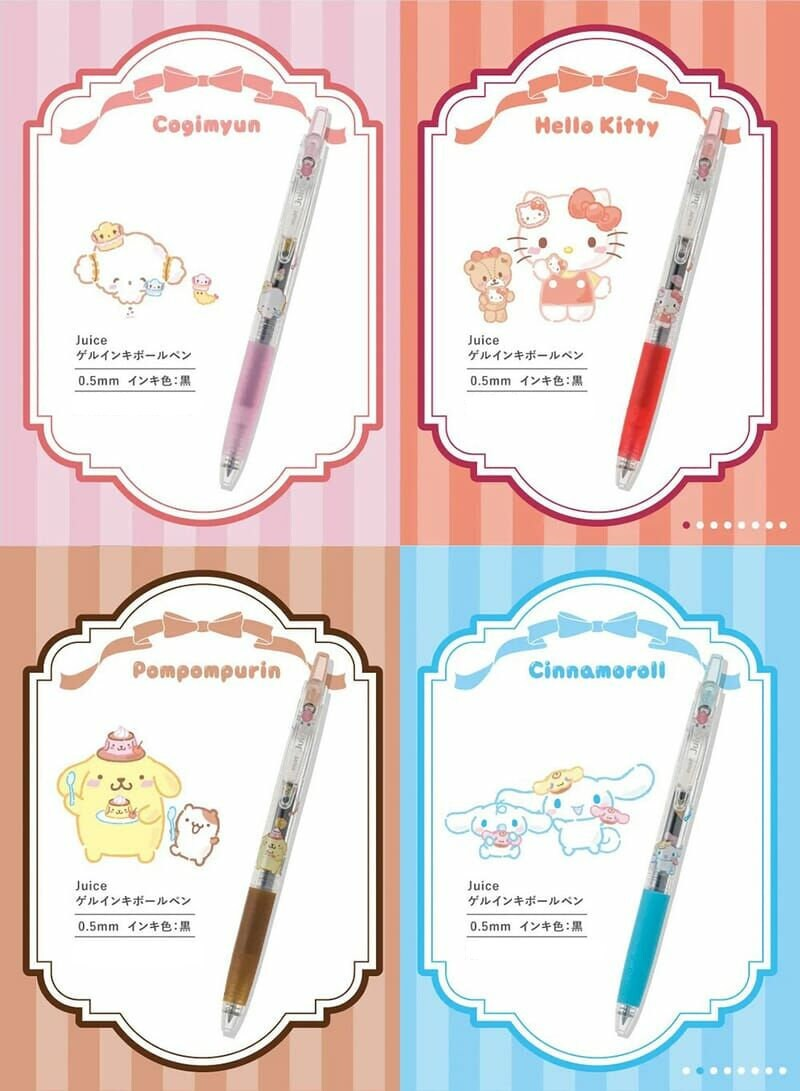 Pilot - Juice 0.5mm Gel Pen co-branded with Sanrio - Dessert Party - Cogimyun / Hello Kitty / Pompompurin / Cinnamoroll - Black ink