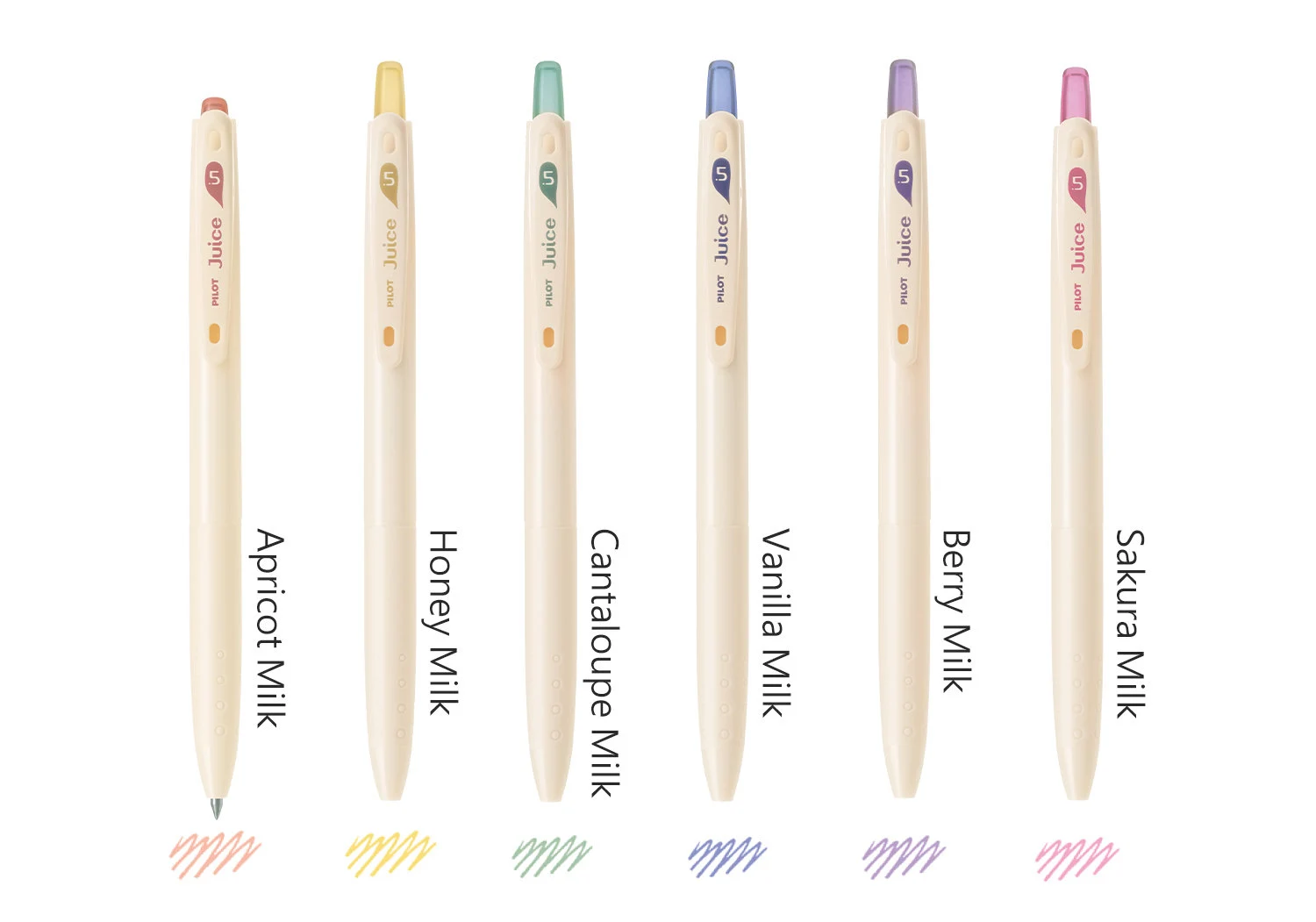 Pilot - Juice up 10th Anniversary Vol.2 0.5mm Gel Pen Set - Apricot Milk / Honey Milk / Cantaloupe Milk / Vanilla Milk / Berry Milk / Sakura Milk