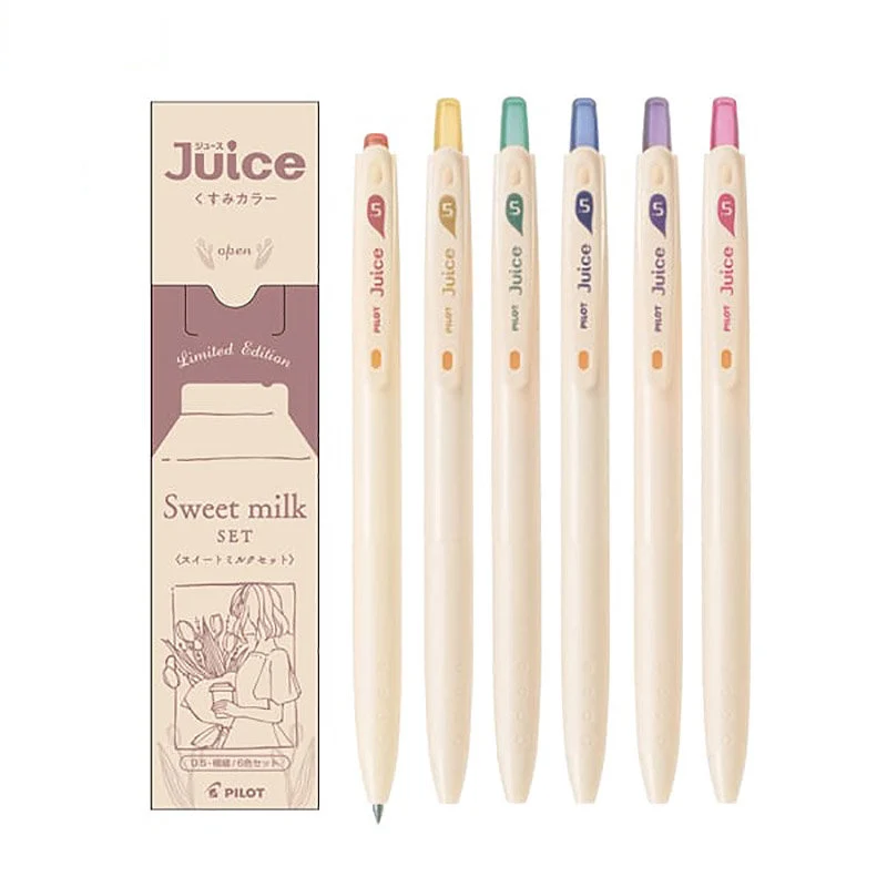 Pilot - Juice up 10th Anniversary Vol.2 0.5mm Gel Pen Set - Sweet Milk Set of 6 - Apricot Milk / Honey Milk / Cantaloupe Milk / Vanilla Milk / Berry Milk / Sakura Milk
