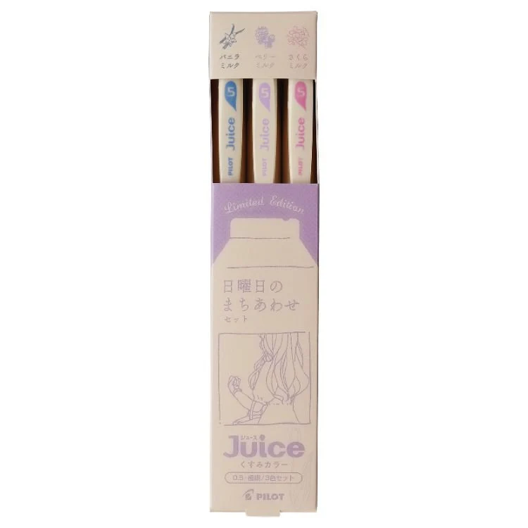 Pilot - Juice up 10th Anniversary Vol.2 0.5mm Gel Pen Set - Sunday Set of 3 - Vanilla Milk / Berry Milk / Sakura Milk