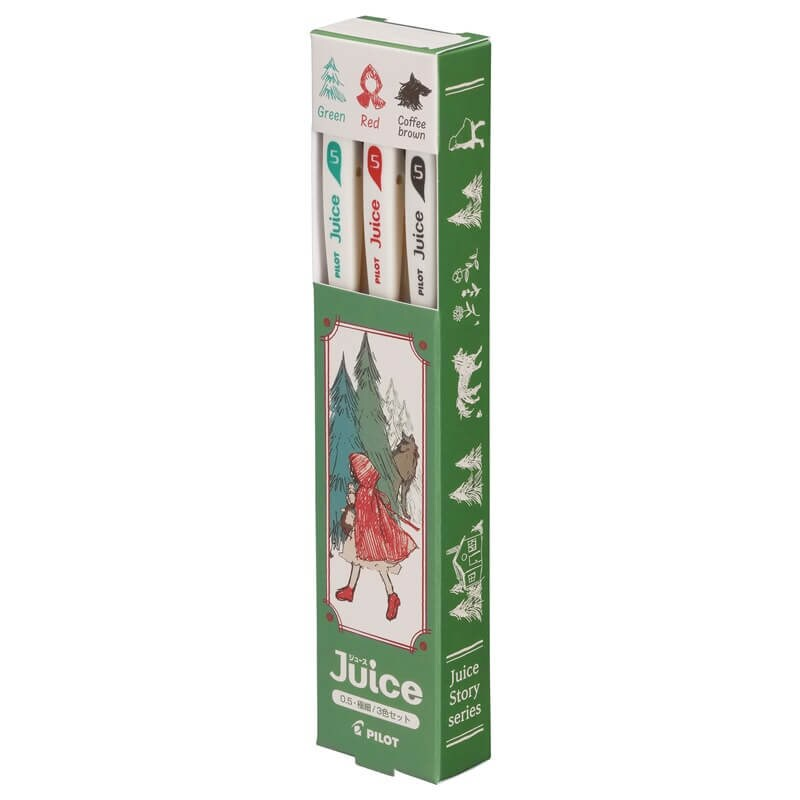 Pilot - Juice up 10th Anniversary Vol.3 Fairy Tale Series 0.5mm Gel Pen Set - Little Red Riding Hood / Green, Red, Coffee Brown