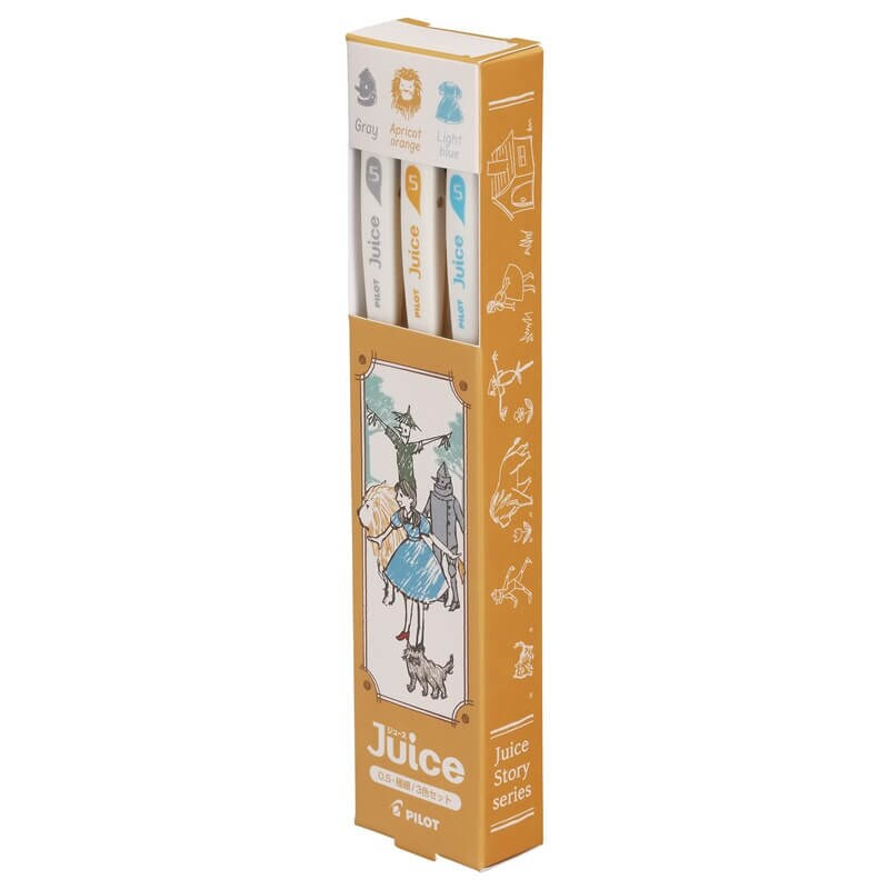 Pilot - Juice up 10th Anniversary Vol.3 Fairy Tale Series 0.5mm Gel Pen Set - The Wizard of Oz / Gray, Apricot Orange, Light Blue 