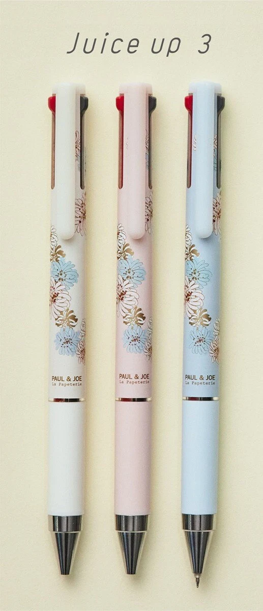 Pilot - Juice up 3 0.4mm 3 color Gel Pen co-branded with Paul & Joe - Chrysantheme Ivory / Chrysantheme Pink / Chrysantheme Blue