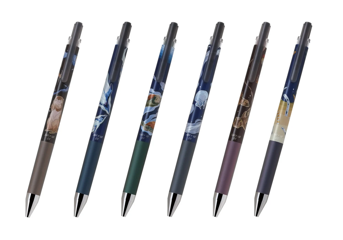 Pilot - Juice UP x Necoco Anna 0.4mm Gel Pen - Sea Creatures - Minase (Brown) / Pengiun (Blue) / Sea Turtle (Green) / Jelly Fish (Black) / Tiger Shark (Red) / Garden Eel (Violet)