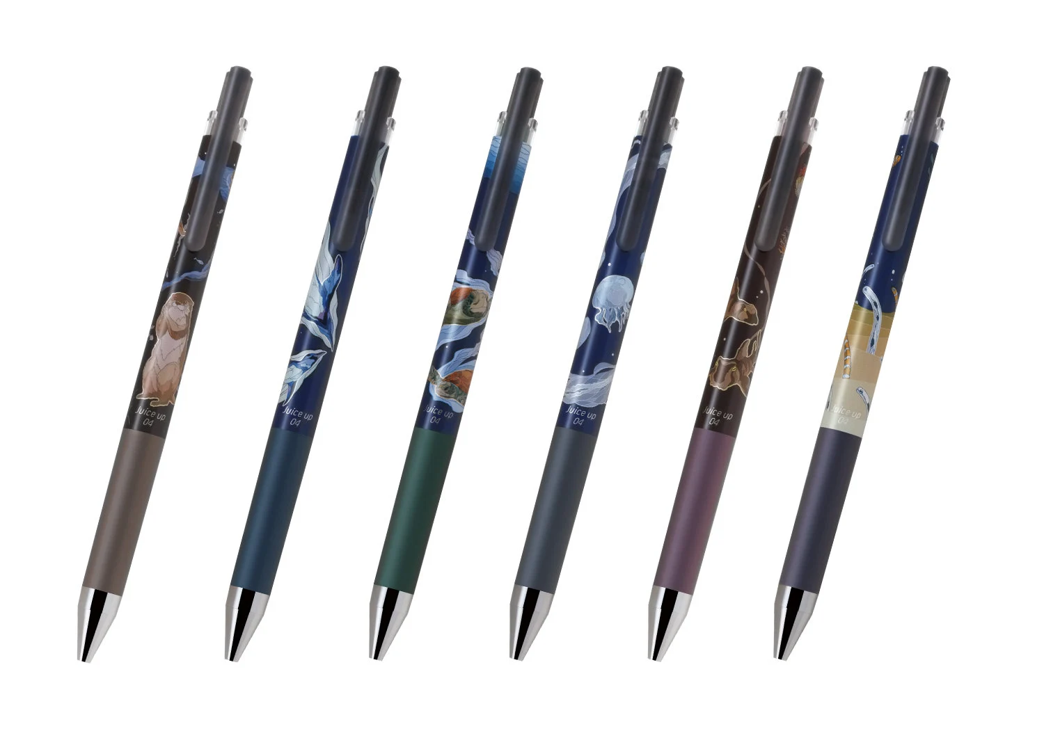 Pilot - Juice UP x Necoco Anna 0.4mm Gel Pen - Sea Creatures - Minase (Brown) / Pengiun (Blue) / Sea Turtle (Green) / Jelly Fish (Black) / Tiger Shark (Red) / Garden Eel (Violet)