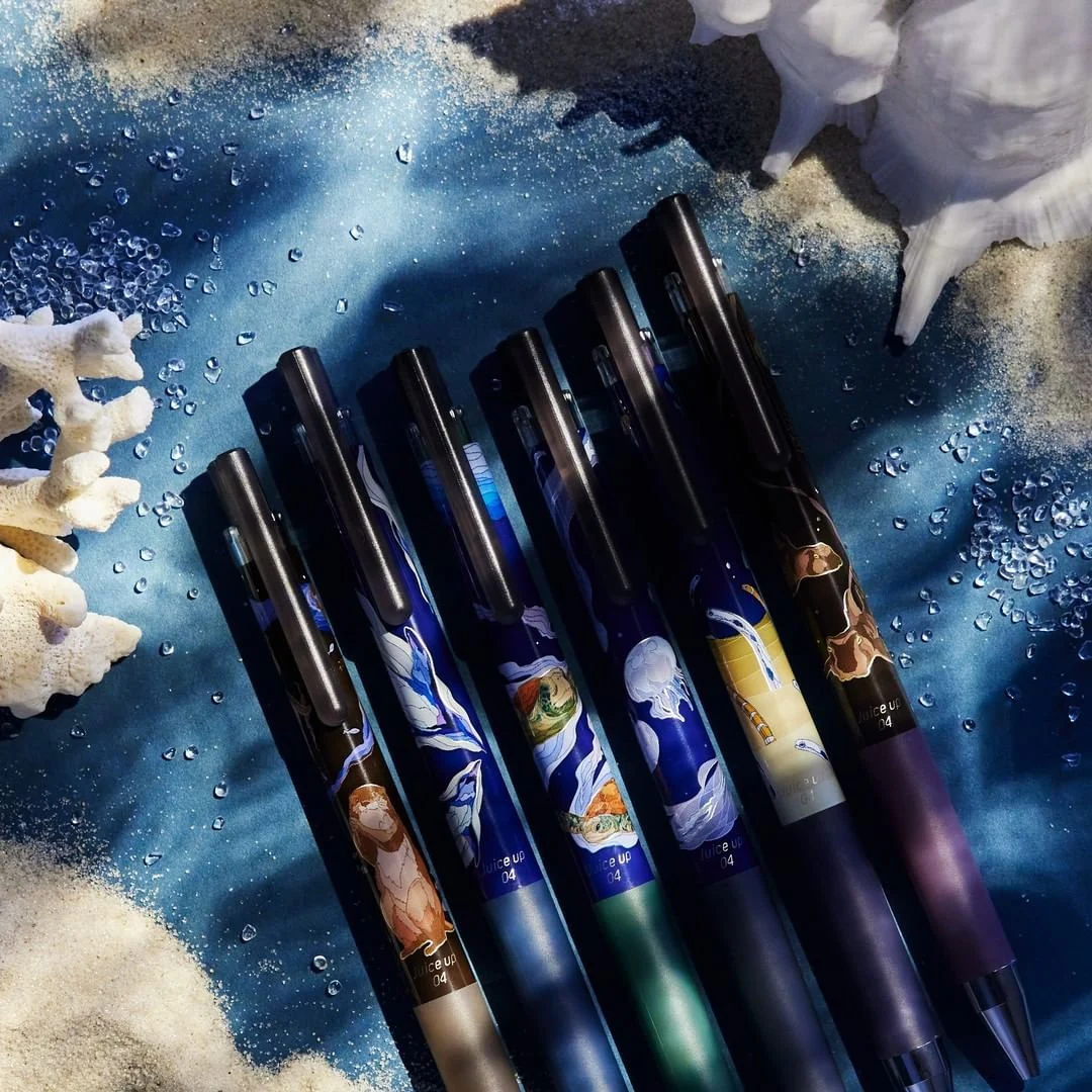 Pilot - Juice UP x Necoco Anna 0.4mm Gel Pen - Sea Creatures - Minase (Brown) / Pengiun (Blue) / Sea Turtle (Green) / Jelly Fish (Black) / Tiger Shark (Red) / Garden Eel (Violet)