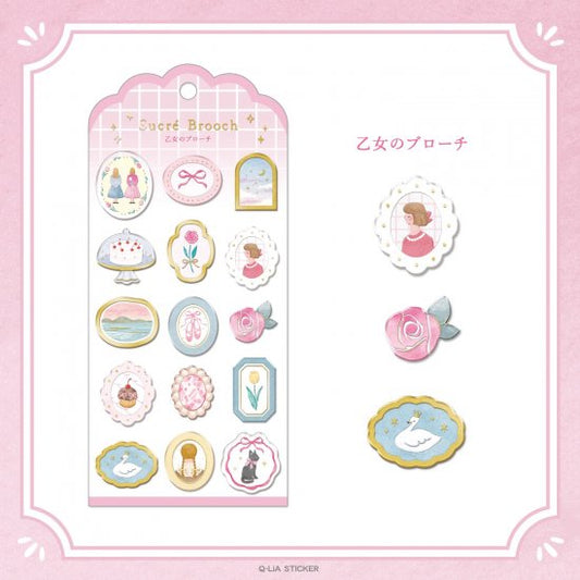 Q-LIA - Sucré Brooch Series Gold Foil Sticker - Girl's Brooch