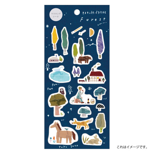 Saien Chigiri-e Style Sticker Series designed by Miki Tamura - Forest