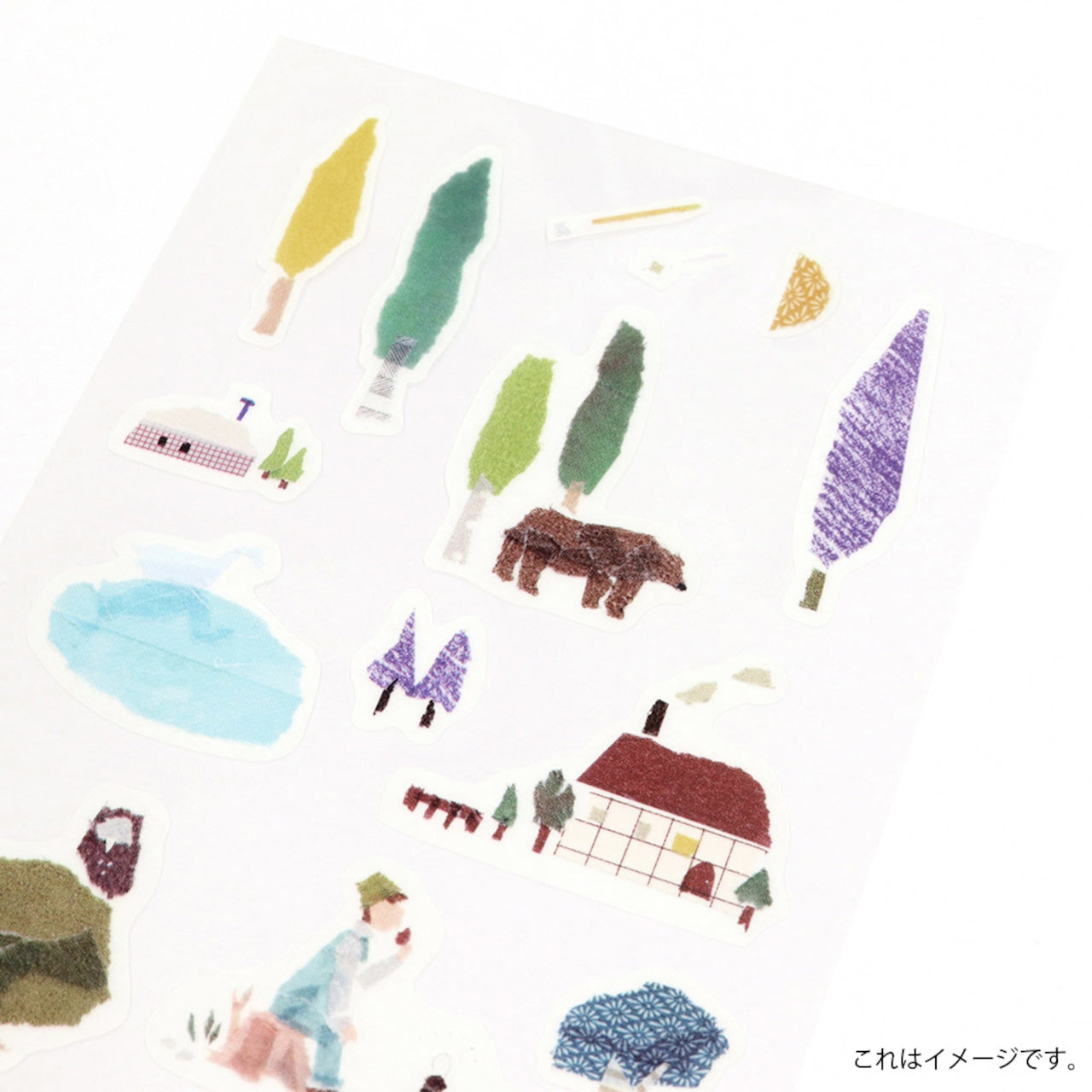 Saien Chigiri-e Style Sticker Series designed by Miki Tamura - Forest
