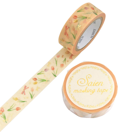Saien Foil Series Gold Foil Washi Tape - Tulip
