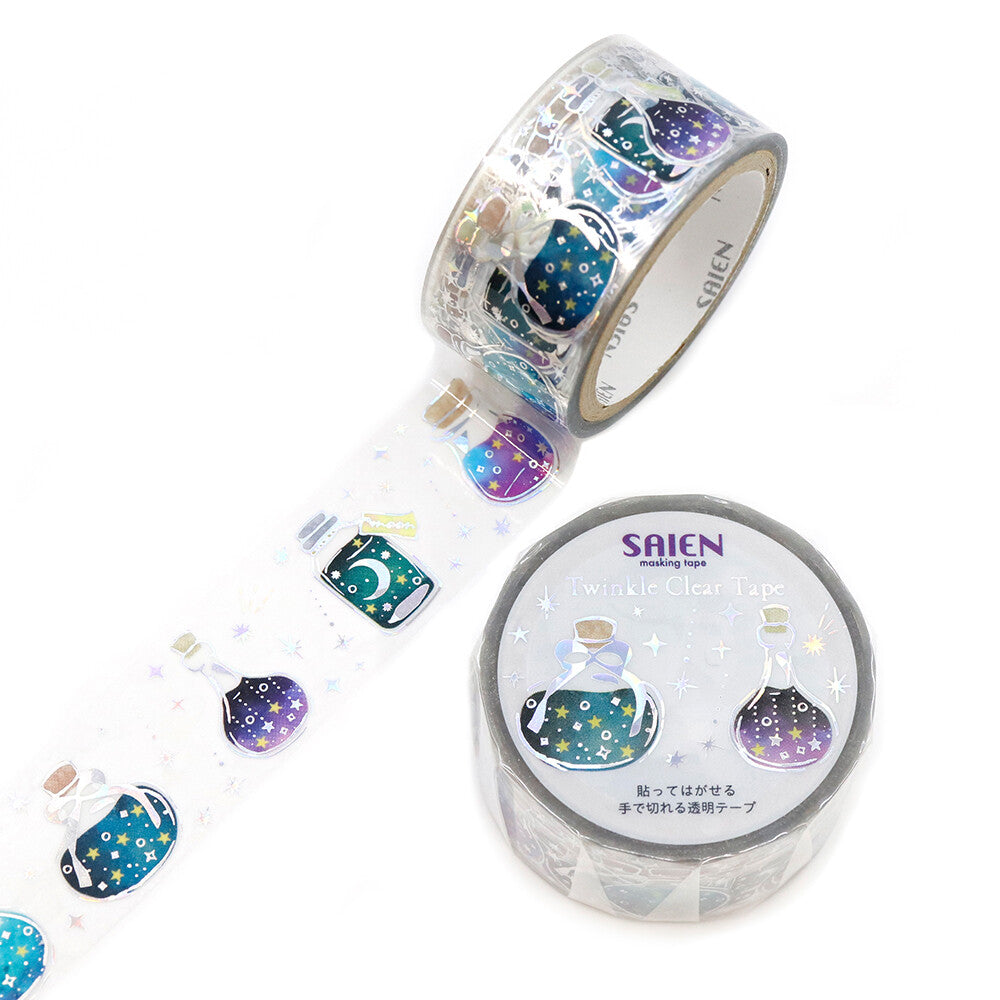 Saien Holographic Foil Twinkle Clear Tape - Starry Sky Bottle