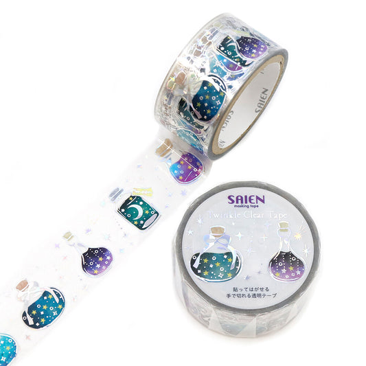 Saien Holographic Foil Twinkle Clear Tape - Starry Sky Bottle