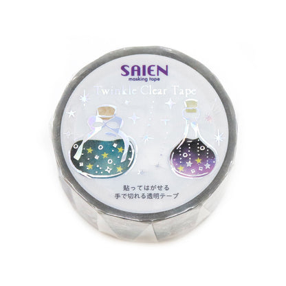 Saien Holographic Foil Twinkle Clear Tape - Starry Sky Bottle