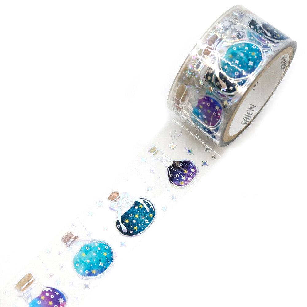 Saien Holographic Foil Twinkle Clear Tape - Starry Sky Bottle