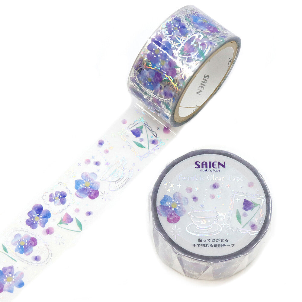 Saien Holographic Foil Twinkle Clear Tape - Violet Candied