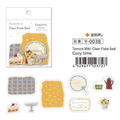 Saien x Miki Tamura Gold Foil Clear Flake Sticker - Cozy Time