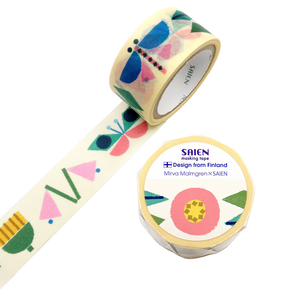 Saien x Mirva Malmgren Co branding Washi Tape - Geometric garden