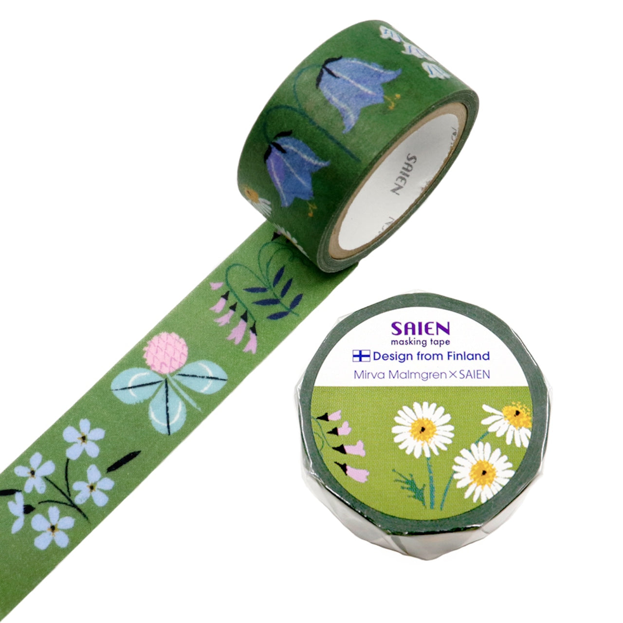 Saien x Mirva Malmgren Co branding Washi Tape - Flowers for the Nightless Night