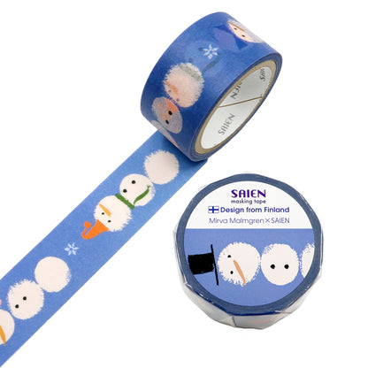Saien x Mirva Malmgren Co branding Washi Tape - Snowmen