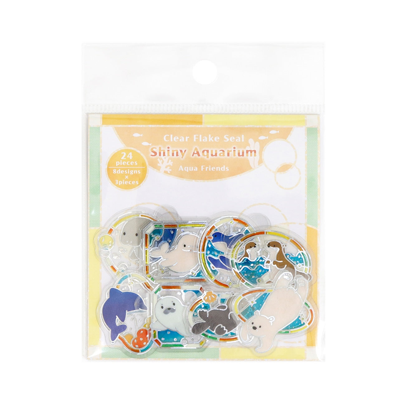 Saien Shiny Aquarium Series Gold Foil Clear Flake Stickers - Aqua Friends