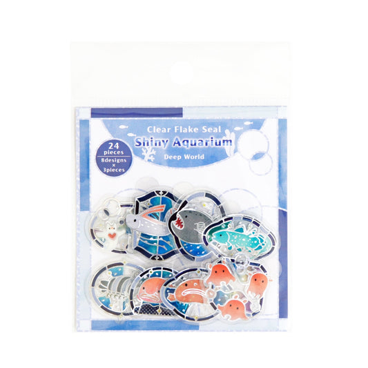 Saien Shiny Aquarium Series Gold Foil Clear Flake Stickers - Deep World