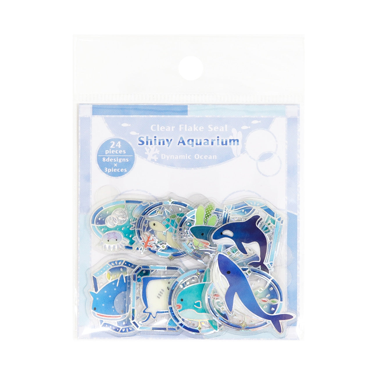 Saien Shiny Aquarium Series Gold Foil Clear Flake Stickers - Dynamic Ocean